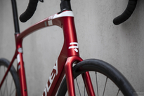 Road bicycle RIDLEY FENIX DISC - 105 Di2 2x12s - color FEN-01Bs (Candy Red Metallic-White-Battleship Grey)