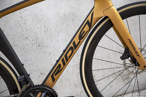 Road bicycle RIDLEY NOAH FAST DISC - 105 Di2 2x12s - color NFD-03Am (Black Metallic-Honey Gold Metallic)
