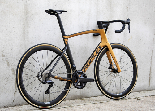 Road bicycle RIDLEY NOAH FAST DISC - 105 Di2 2x12s - color NFD-03Am (Black Metallic-Honey Gold Metallic)